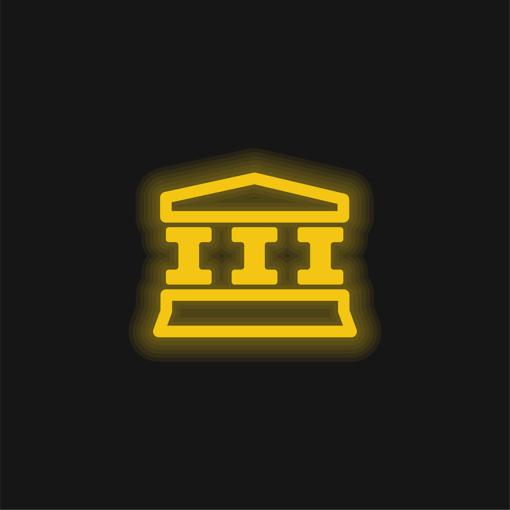 Bank Allekirjoita keltainen hehkuva neon kuvake - Vektori, kuva