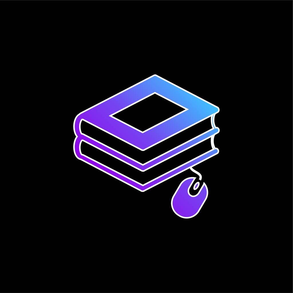 Livros com ícone de vetor gradiente azul do mouse - Vetor, Imagem