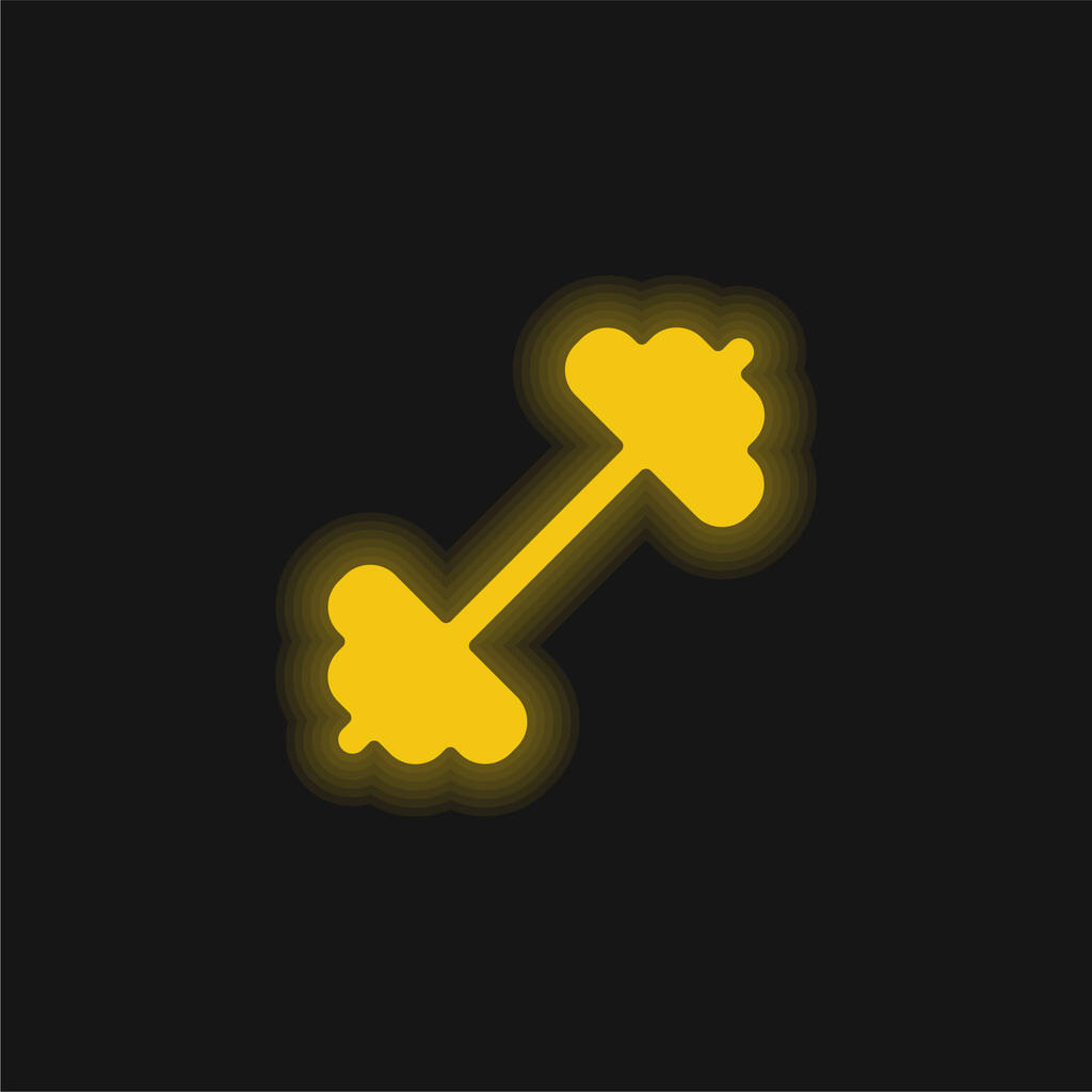 Barbell żółty świecący neon ikona - Wektor, obraz