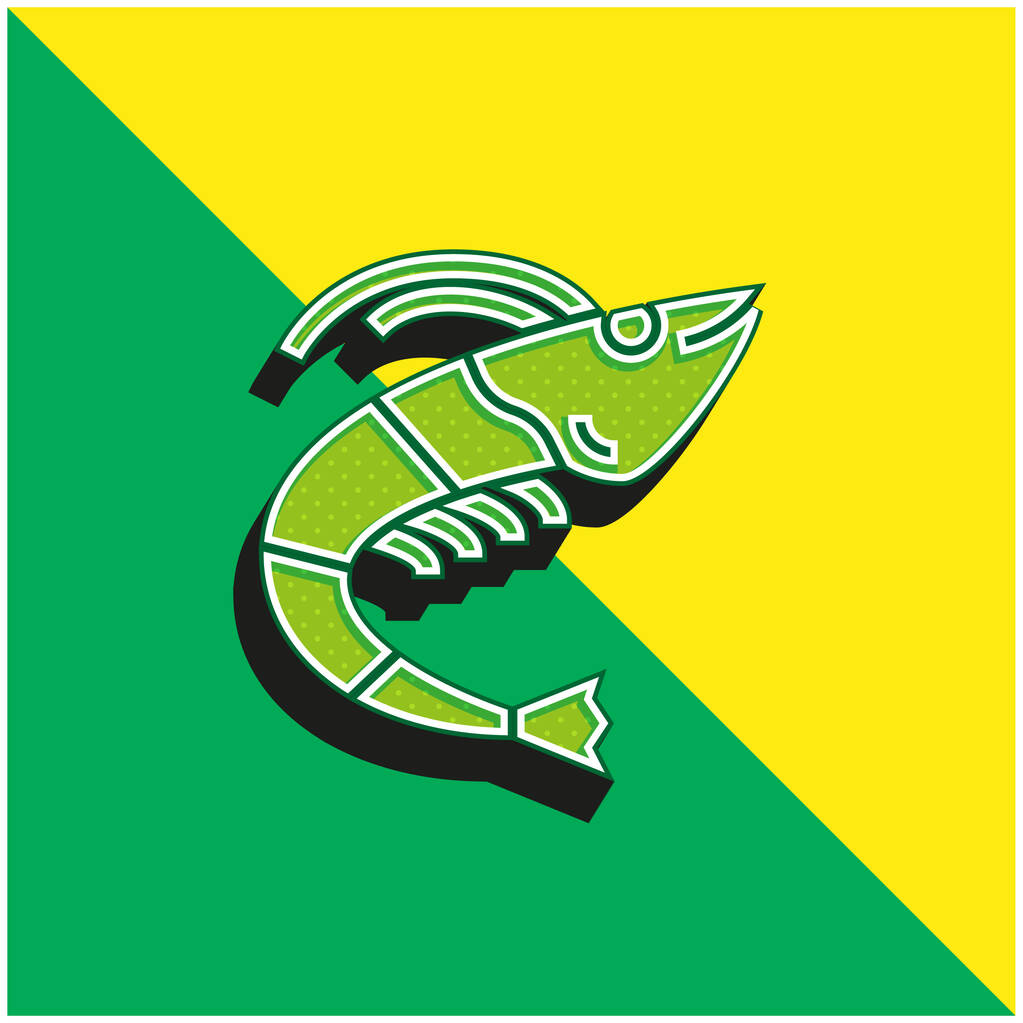 Ζώο Πράσινο και κίτρινο σύγχρονο 3d διάνυσμα εικονίδιο λογότυπο - Διάνυσμα, εικόνα