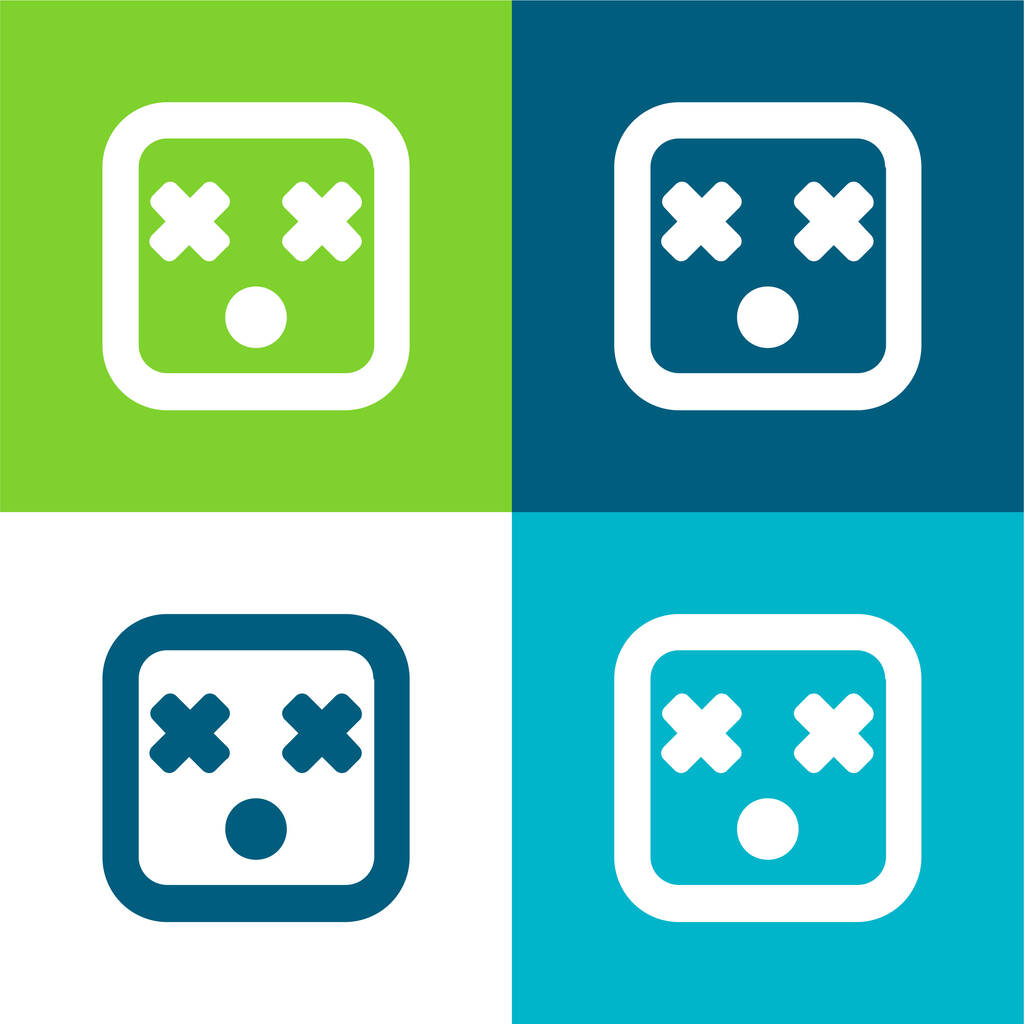 Blind Square Face Lapos négy szín minimális ikon készlet - Vektor, kép