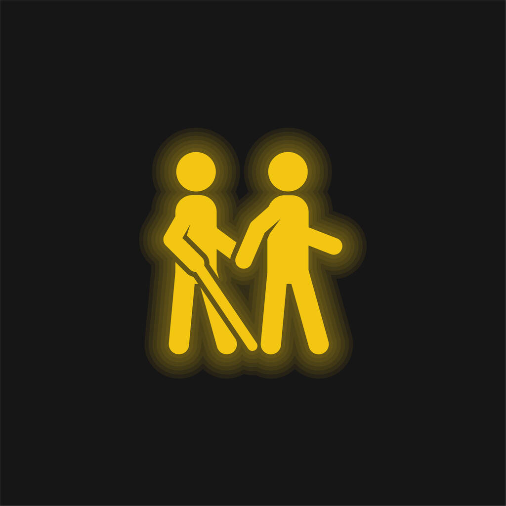 Vak sárga izzó neon ikon - Vektor, kép