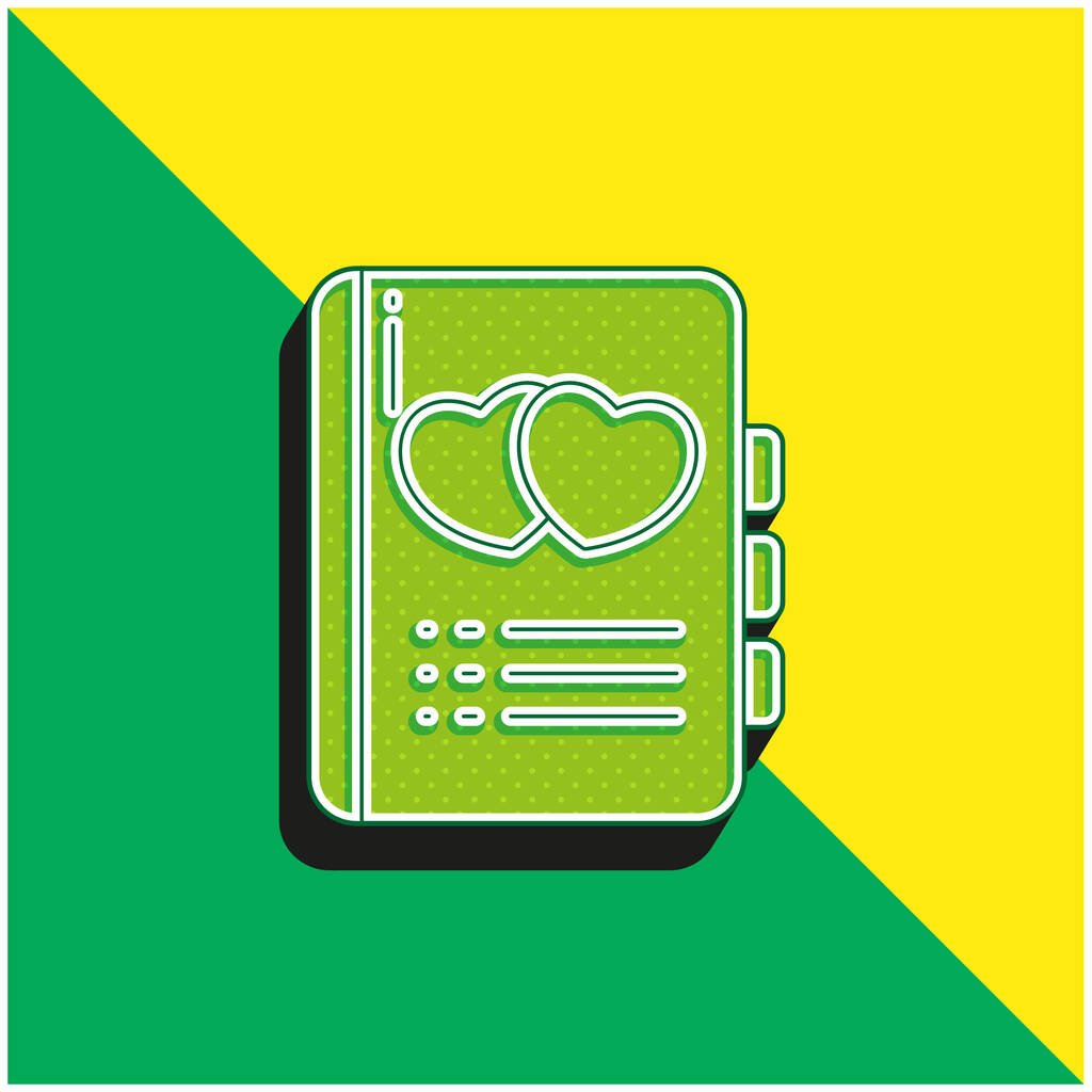 Buch Grünes und gelbes modernes 3D-Vektorsymbol-Logo - Vektor, Bild
