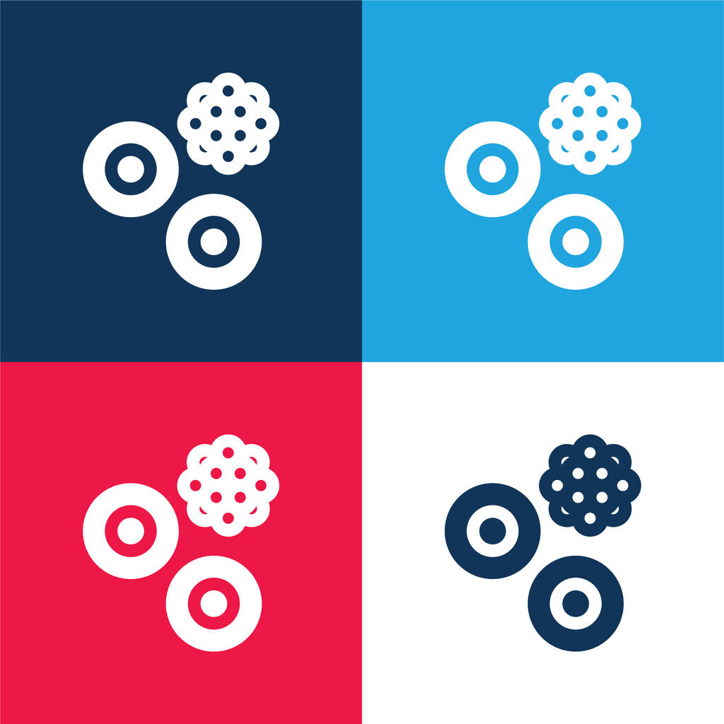 Krvavé buňky modré a červené čtyři barvy minimální ikona nastavena - Vektor, obrázek