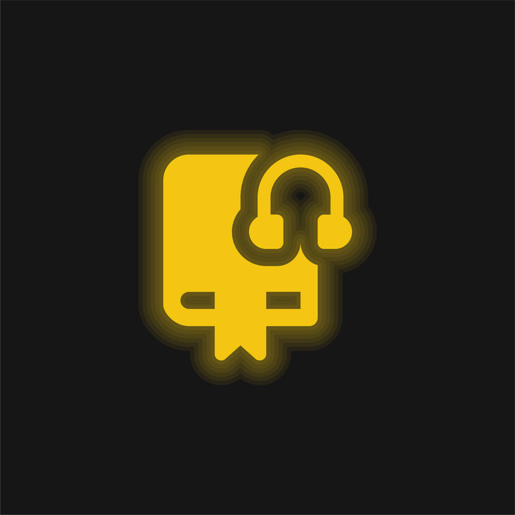 Icona fluorescente gialla dell'audiolibro - Vettoriali, immagini