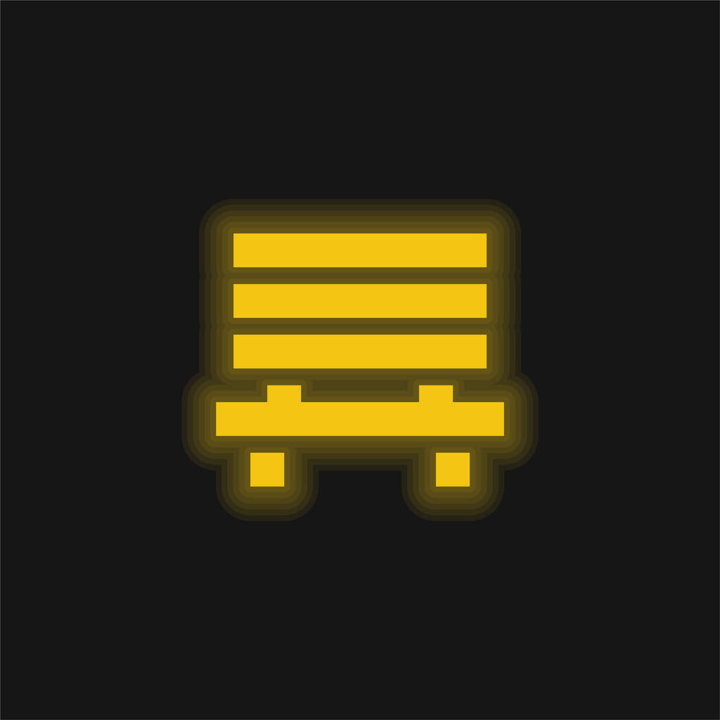 Bench yellow glowing neon icon - Vector, Image