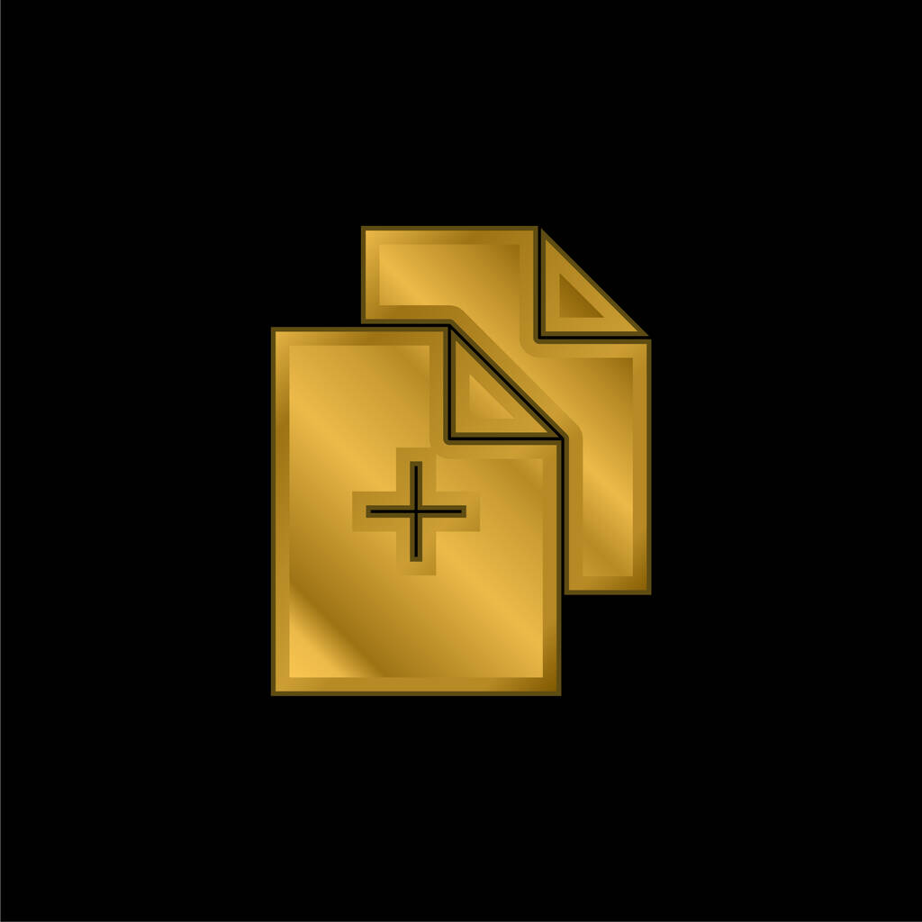 Додати Документи Золота металева іконка або вектор логотипу
 - Вектор, зображення