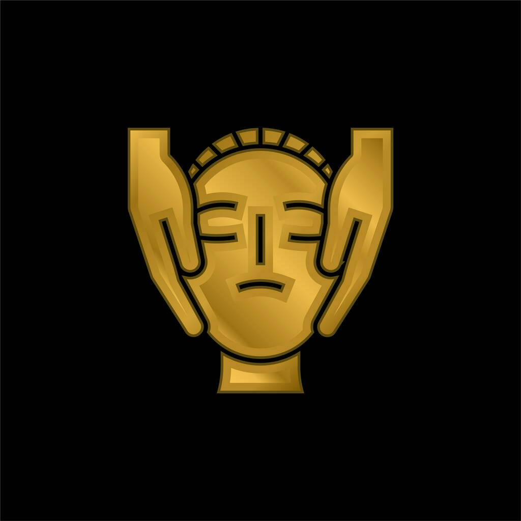 Tratamiento de belleza chapado en oro icono metálico o logo vector - Vector, Imagen