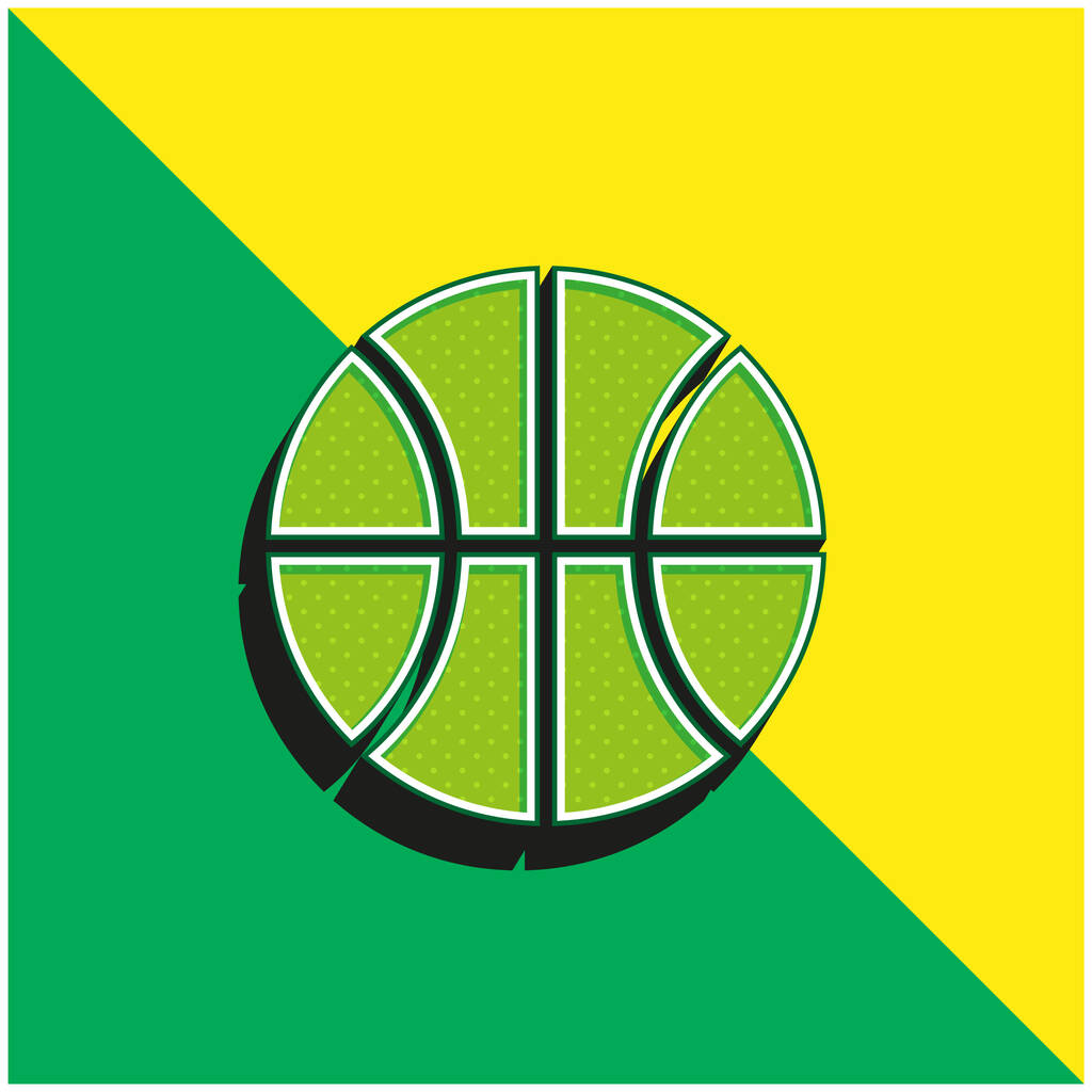 Koszykówka Gra Zielony i żółty nowoczesny ikona wektora 3D logo - Wektor, obraz