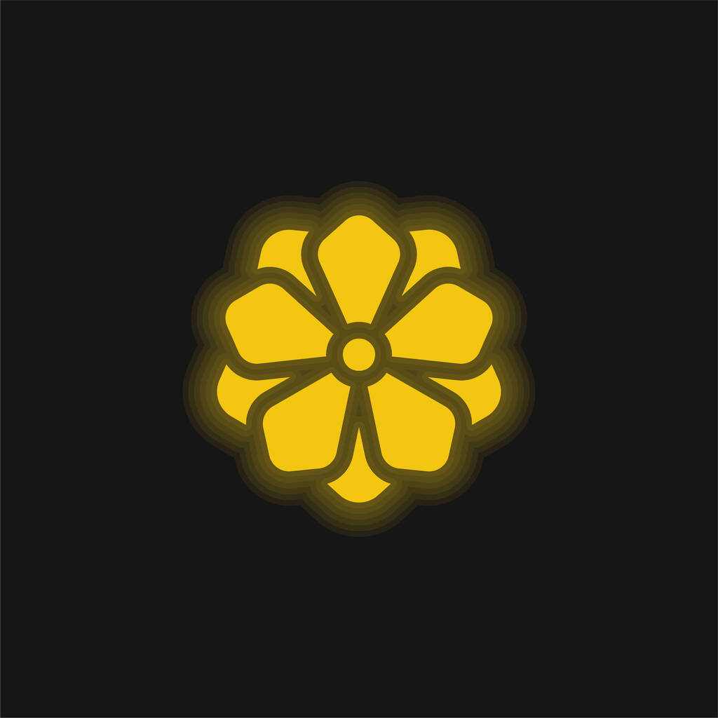 Anemone giallo brillante icona al neon - Vettoriali, immagini