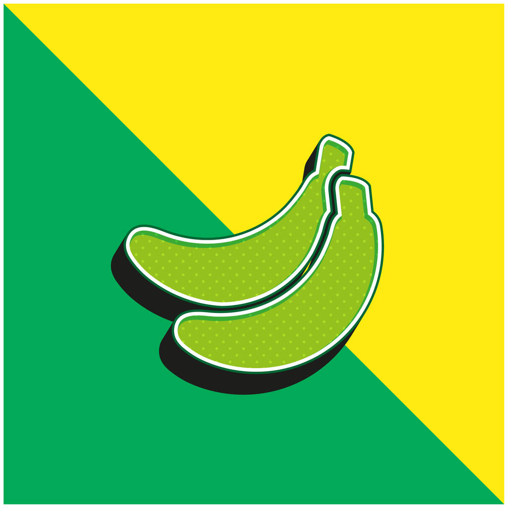 Μπανάνες Πράσινο και κίτρινο σύγχρονο 3d διάνυσμα εικονίδιο λογότυπο - Διάνυσμα, εικόνα