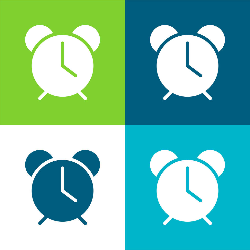 Réveil Ensemble d'icônes minimal plat à quatre couleurs - Vecteur, image