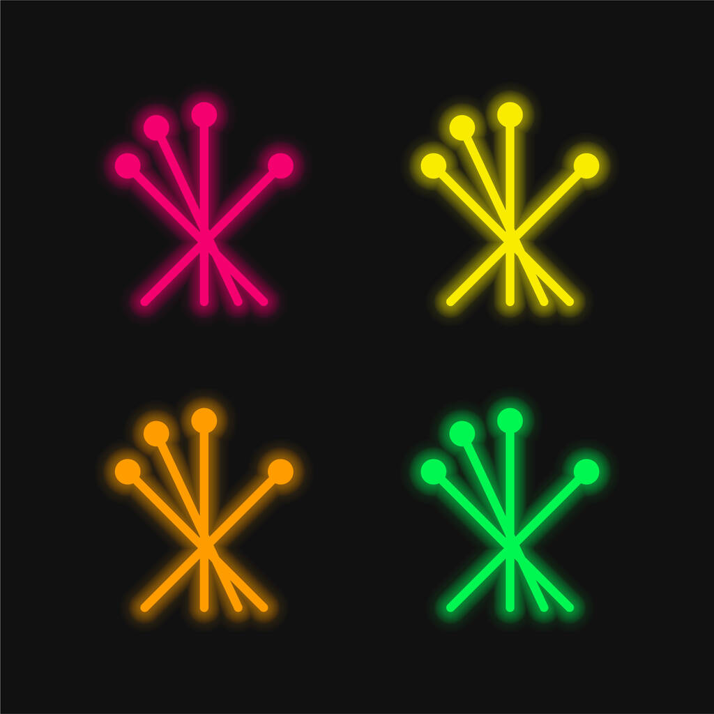 Acupunctuur vier kleuren gloeiende neon vector icoon - Vector, afbeelding