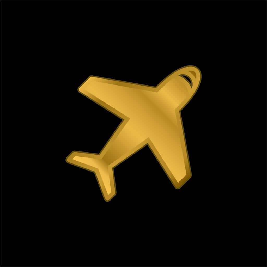 Repülőgép felülnézetből aranyozott fém ikon vagy logó vektor - Vektor, kép