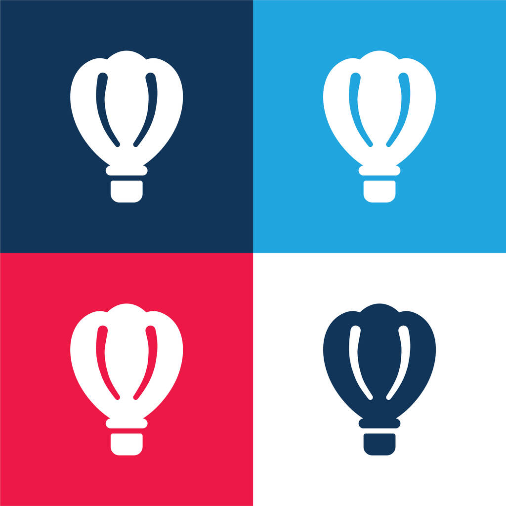 Air Balloon blue and red four color minimal icon set - Vector, Image