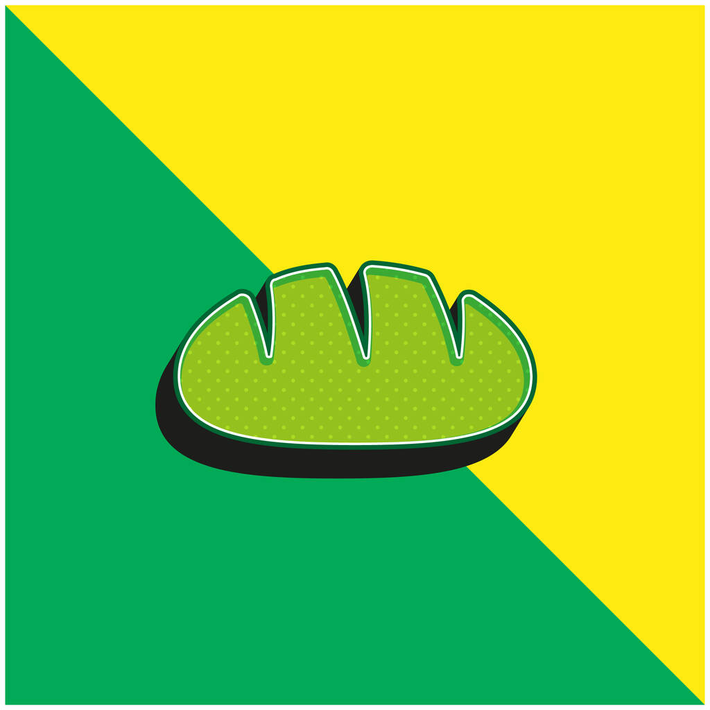Pan silueta vista lateral verde y amarillo moderno vector 3d icono logo - Vector, imagen