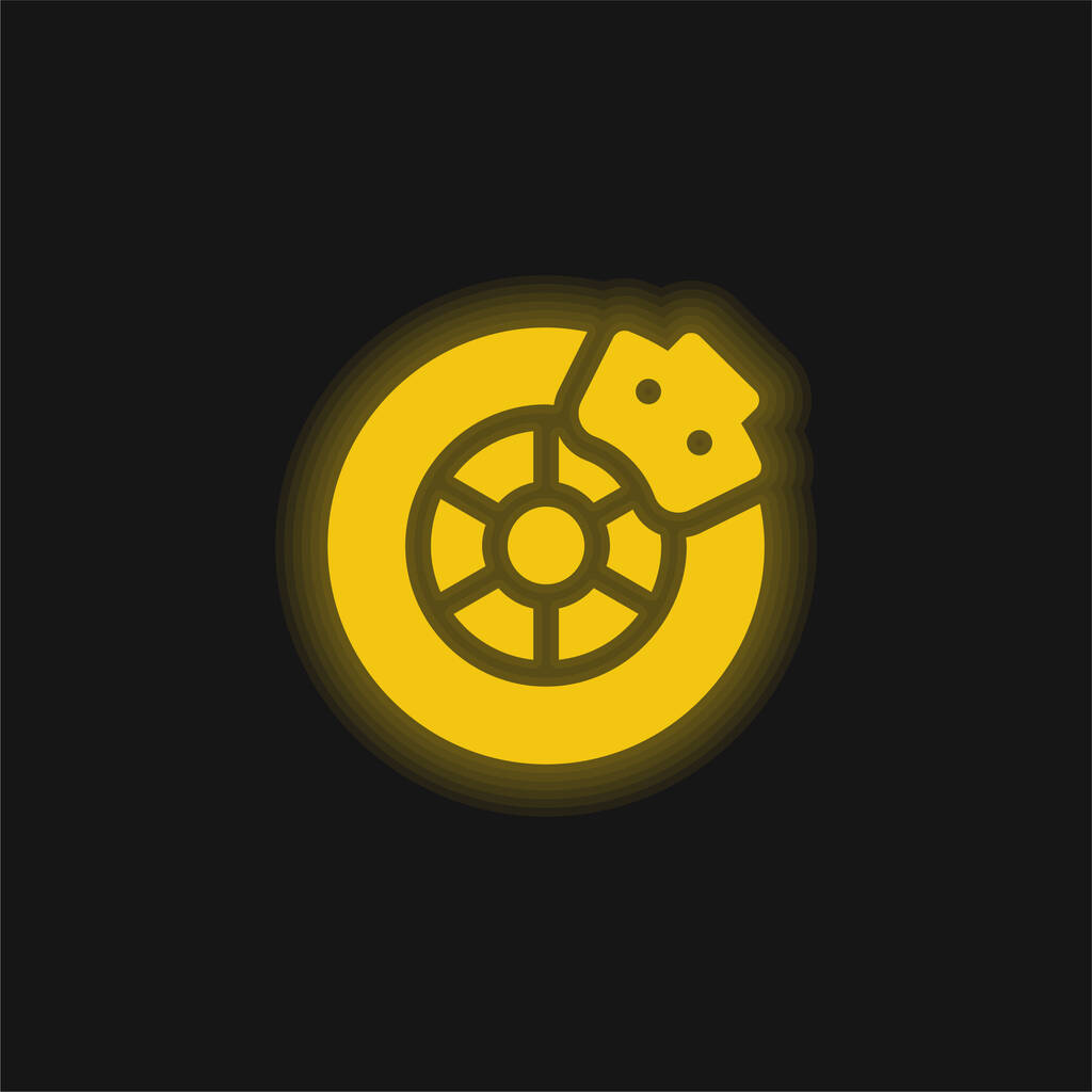 Hamulec żółty świecący neon ikona - Wektor, obraz