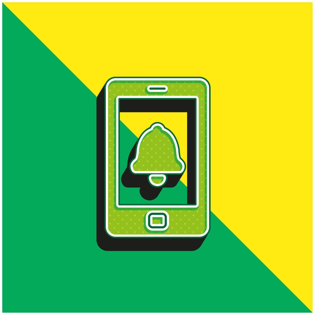 Telefone de alarme Verde e amarelo moderno logotipo vetor 3d ícone - Vetor, Imagem