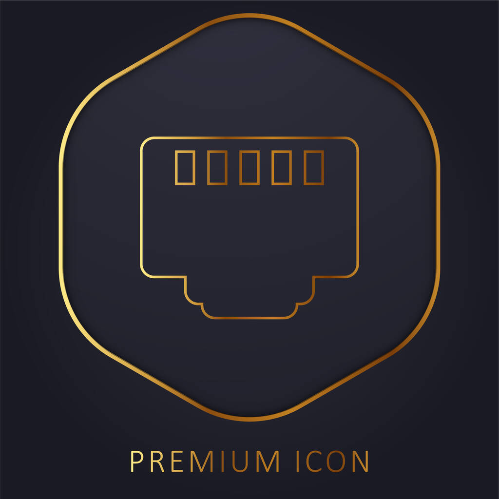 5 Pin Connector gouden lijn premium logo of pictogram - Vector, afbeelding