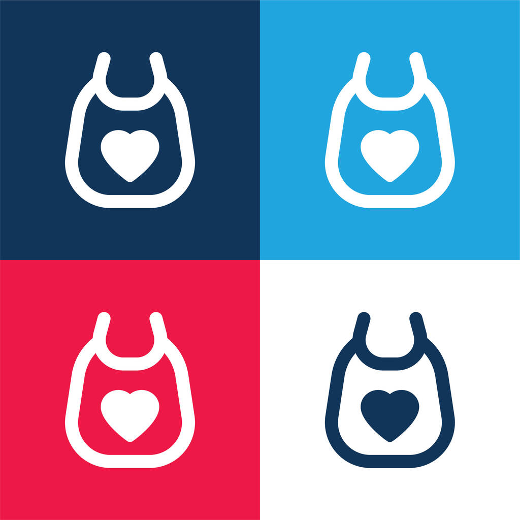 Baby Bib blu e rosso quattro colori minimo set di icone - Vettoriali, immagini