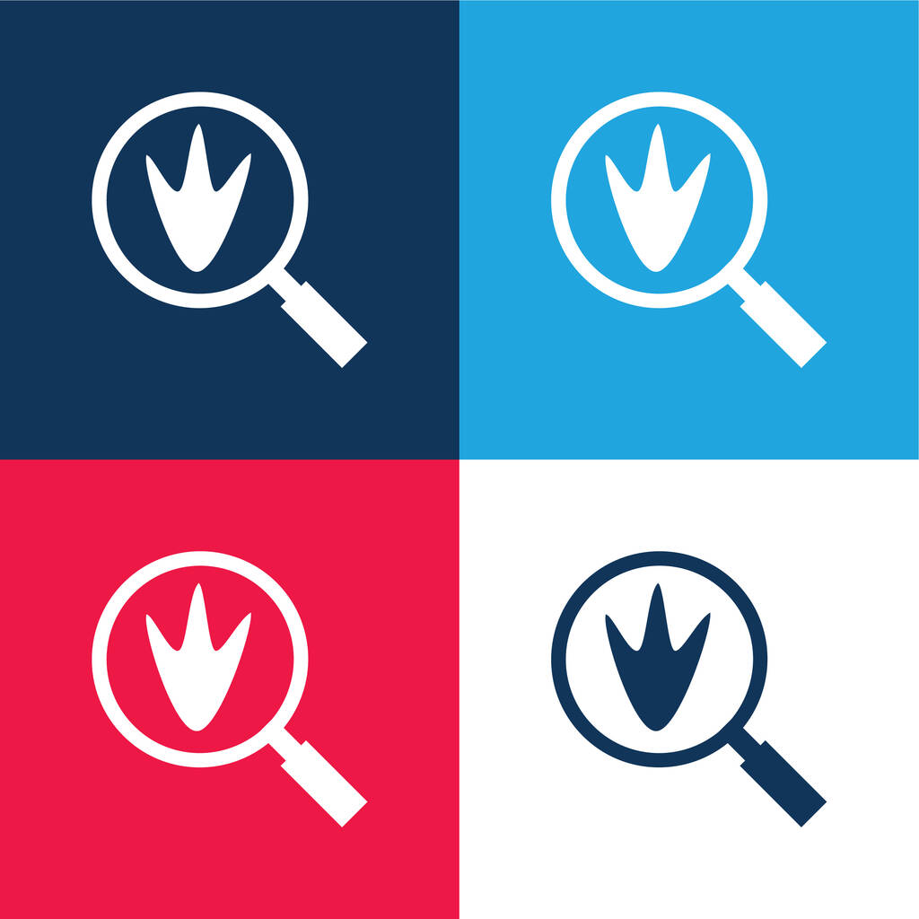 Pták Vytiskne modrou a červenou čtyřbarevnou minimální ikonu - Vektor, obrázek