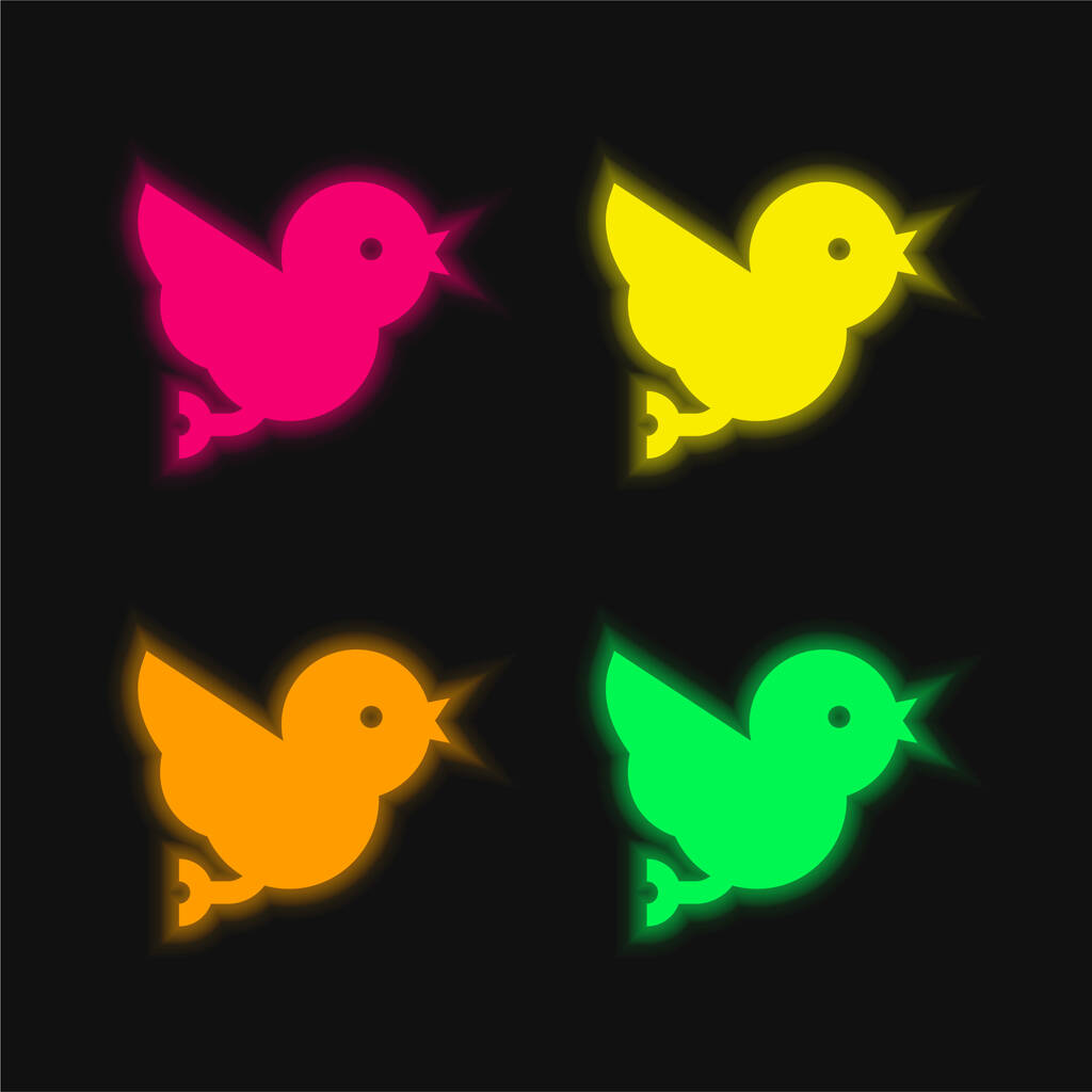 Kuş dört renk parlayan neon vektör simgesi - Vektör, Görsel