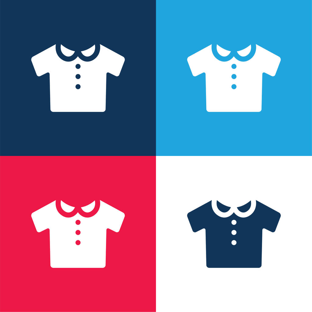 Baby Kleding blauw en rood vier kleuren minimale pictogram set - Vector, afbeelding