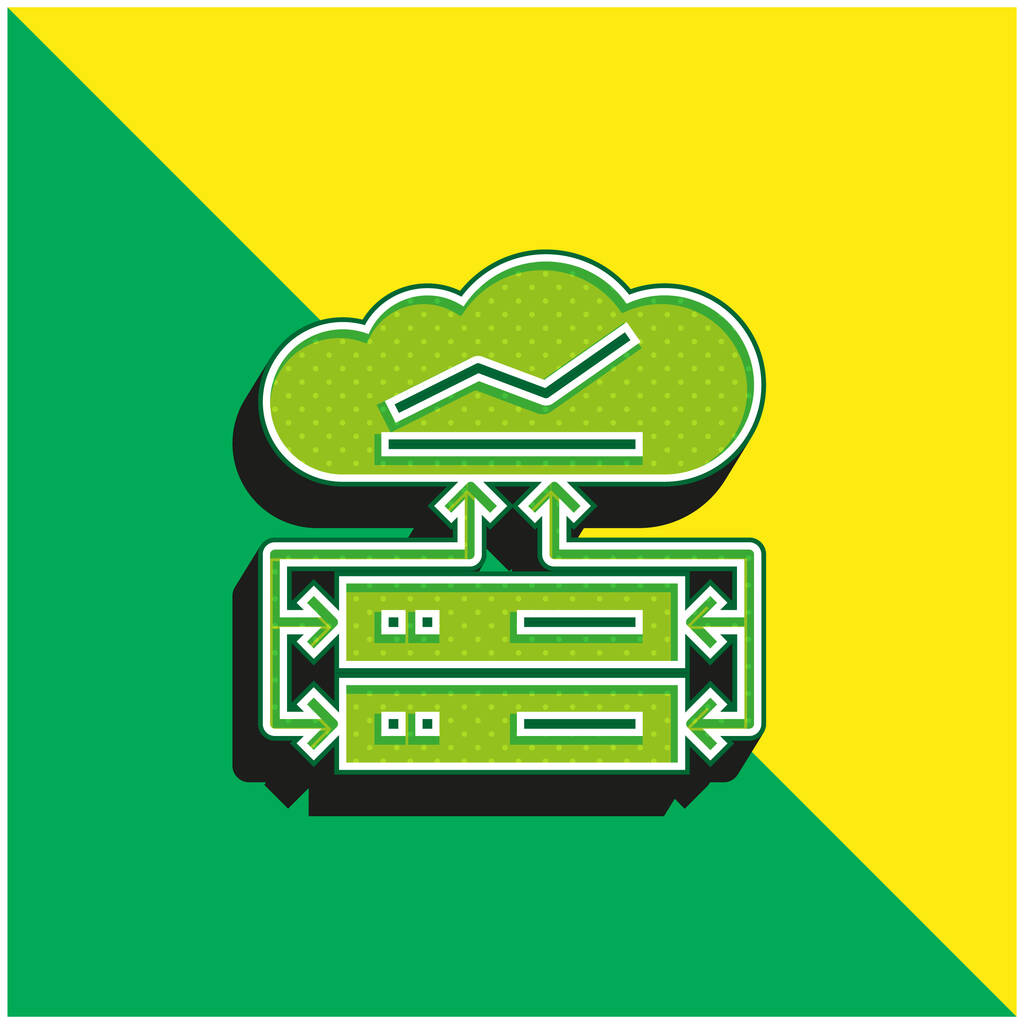 Büyük Veri Yeşili ve Sarı 3D vektör simgesi logosu - Vektör, Görsel