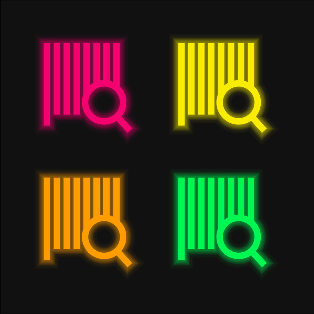 Bars Code Αναζήτηση τεσσάρων χρωμάτων λαμπερό εικονίδιο διάνυσμα νέον - Διάνυσμα, εικόνα