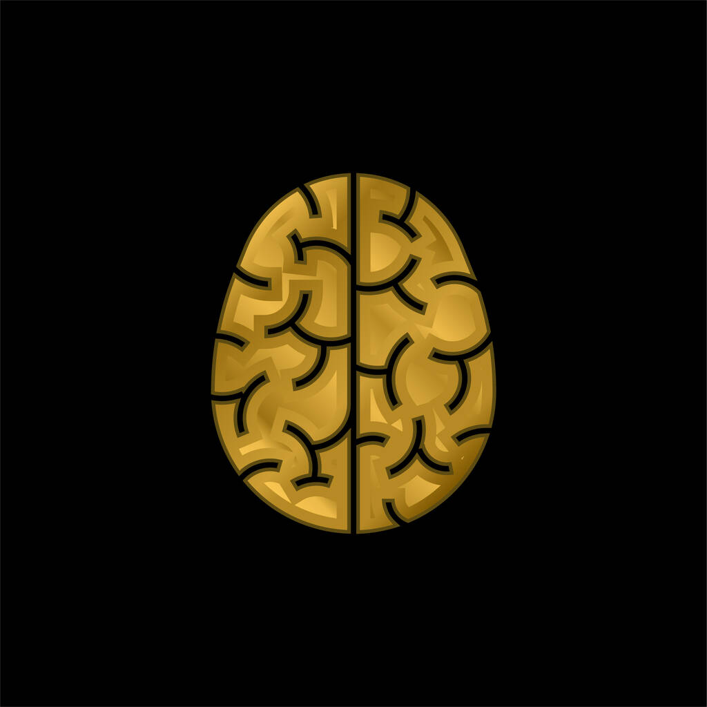 Cérebro banhado a ouro ícone metálico ou vetor logotipo - Vetor, Imagem