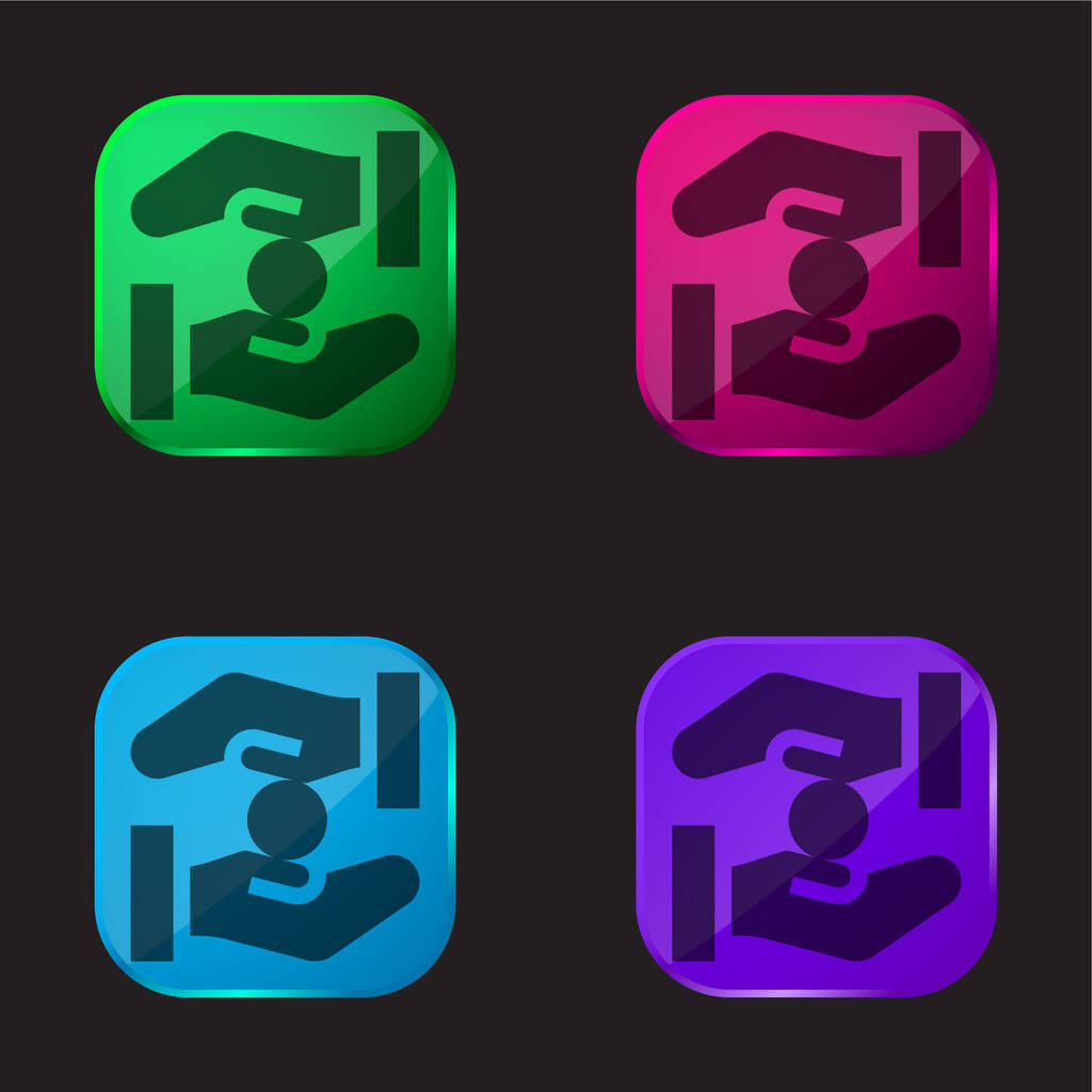 Alms icono de botón de cristal de cuatro colores - Vector, imagen
