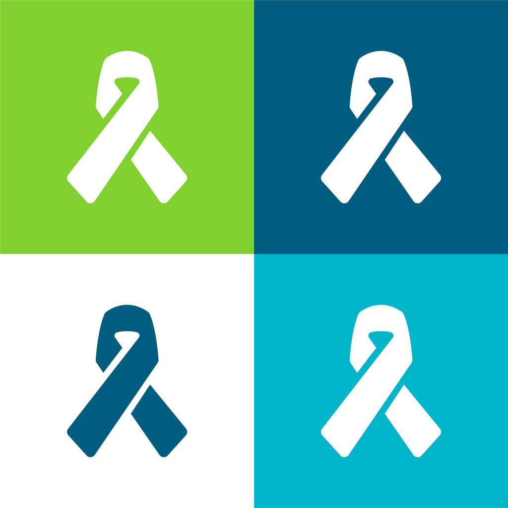 Awareness Ribbon Flat four color minimal icon set - Vector, Image