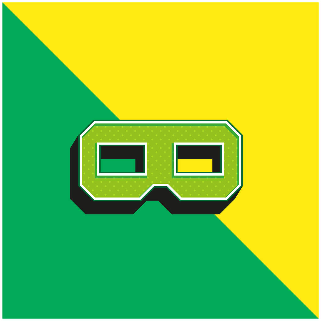 3Dメガネ緑と黄色の現代的な3Dベクトルアイコンのロゴ - ベクター画像