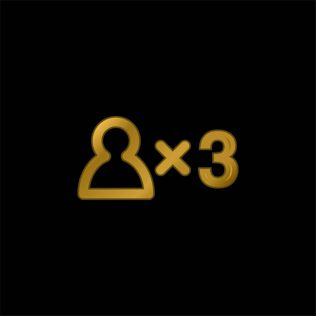 3 Personas Signo chapado en oro icono metálico o logo vector - Vector, imagen