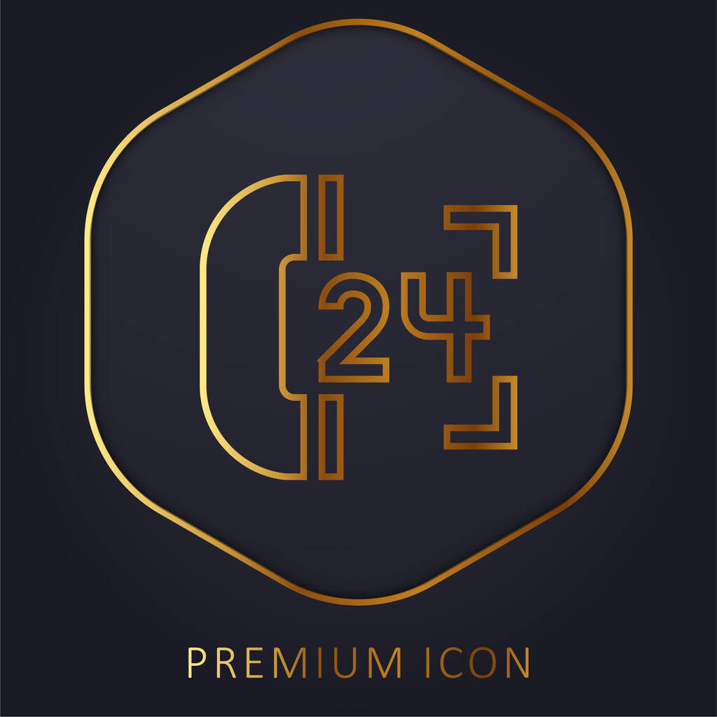 24 Uur Ondersteuning gouden lijn premium logo of pictogram - Vector, afbeelding