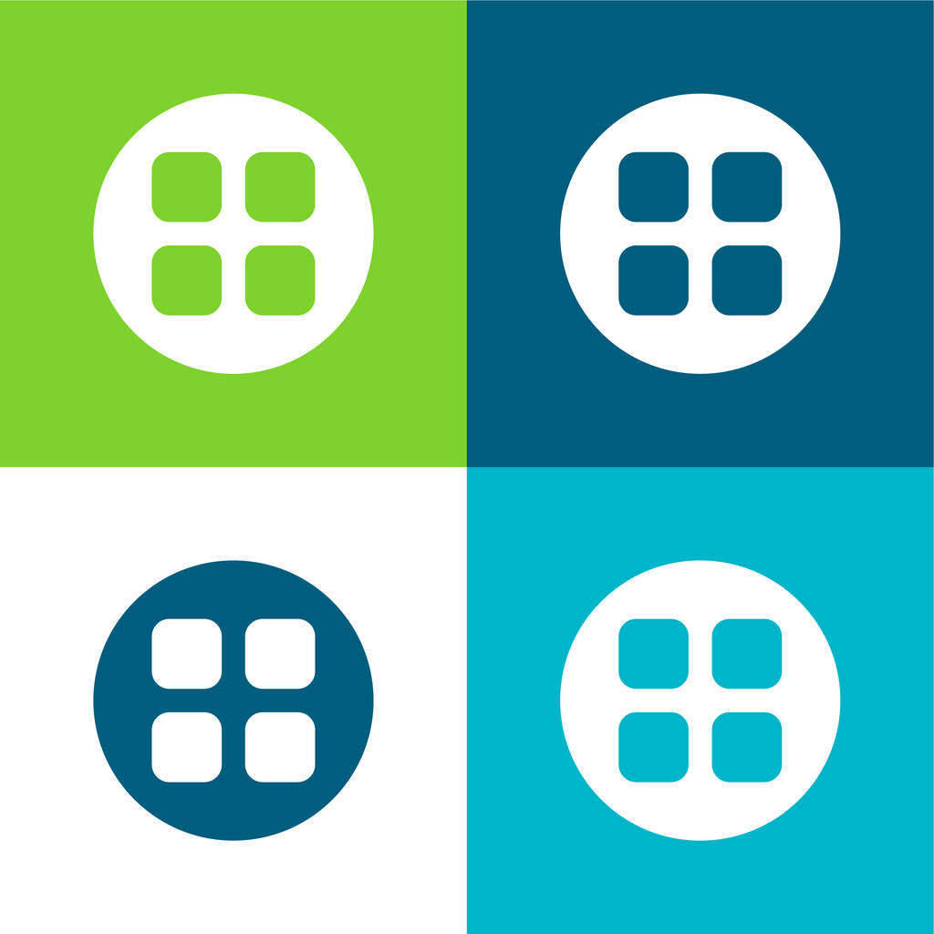 Aplicaciones Plano de cuatro colores mínimo icono conjunto - Vector, imagen