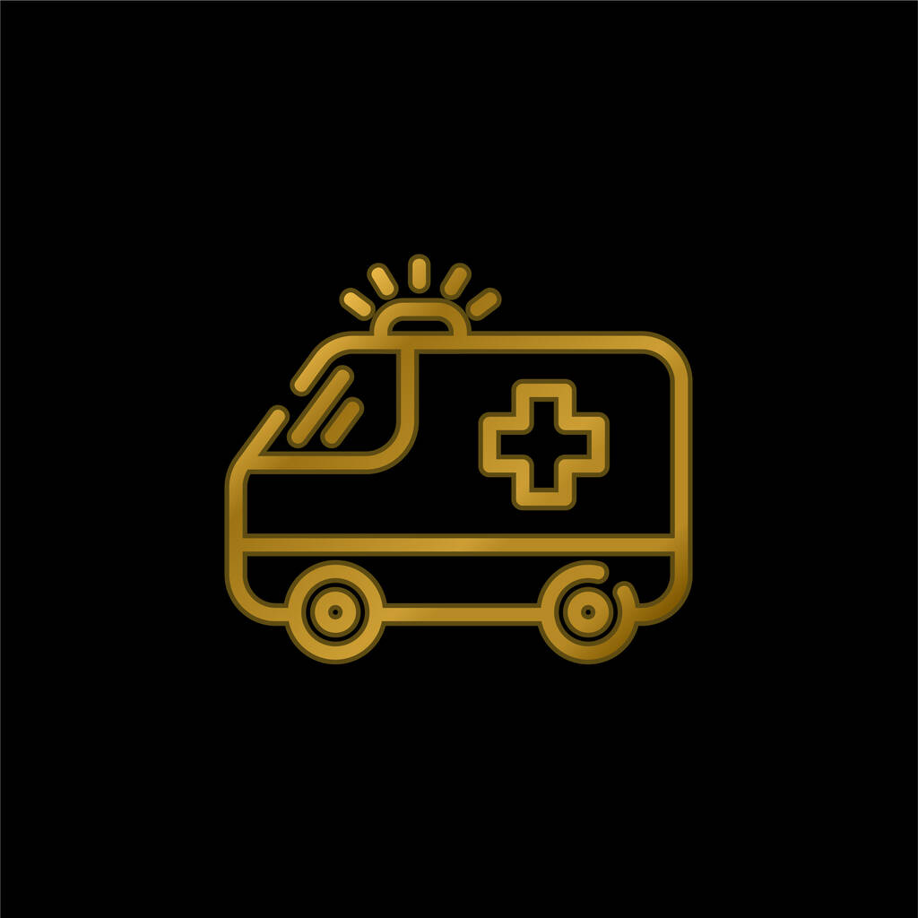 Icône métallique plaqué or Ambulance ou vecteur de logo - Vecteur, image