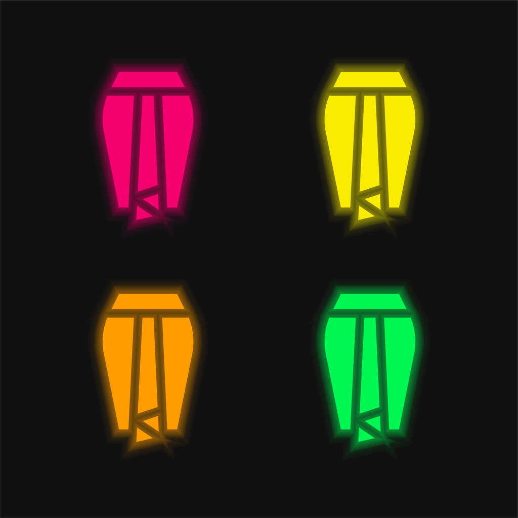 Batik Gonna quattro colori luminosi icona vettoriale al neon - Vettoriali, immagini