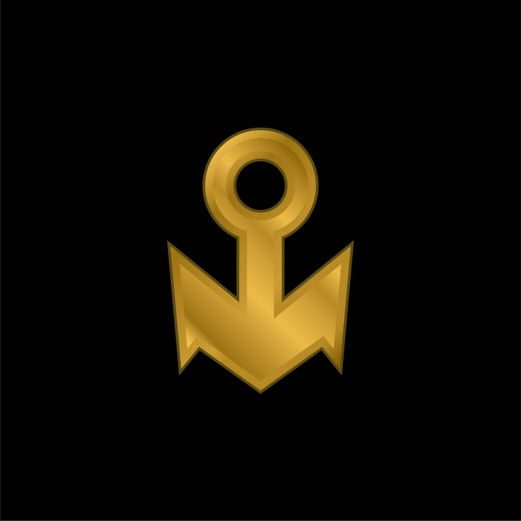 Kotwica łodzi złocona metaliczna ikona lub wektor logo - Wektor, obraz