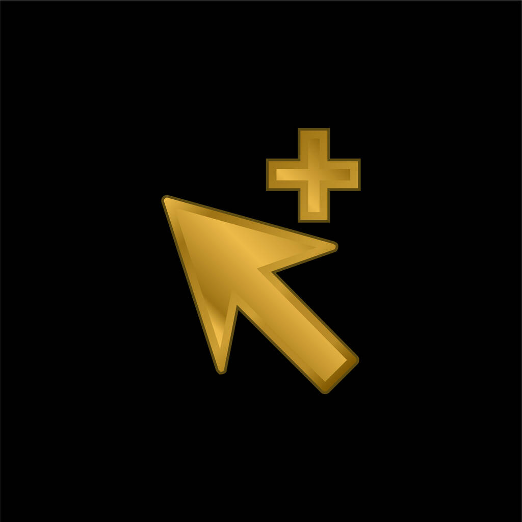Fügen Sie Cursor vergoldetes metallisches Symbol oder Logo-Vektor hinzu - Vektor, Bild