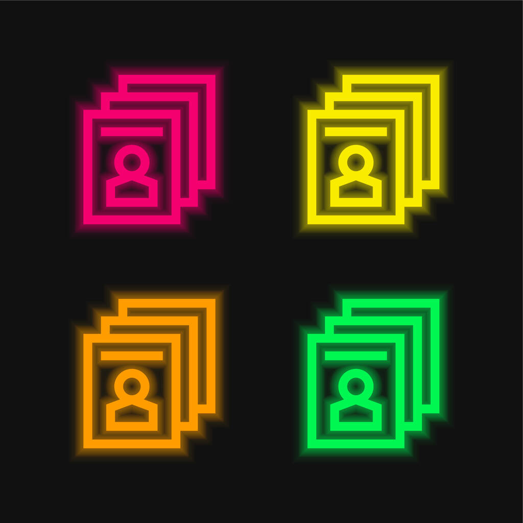 Stimmzettel vier Farbe leuchtenden Neon-Vektor-Symbol - Vektor, Bild