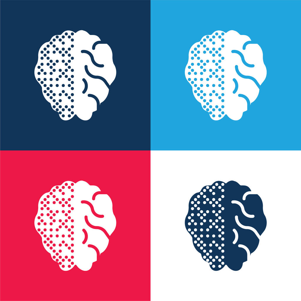 Мозок синій і червоний чотири кольори мінімальний набір піктограм
 - Вектор, зображення
