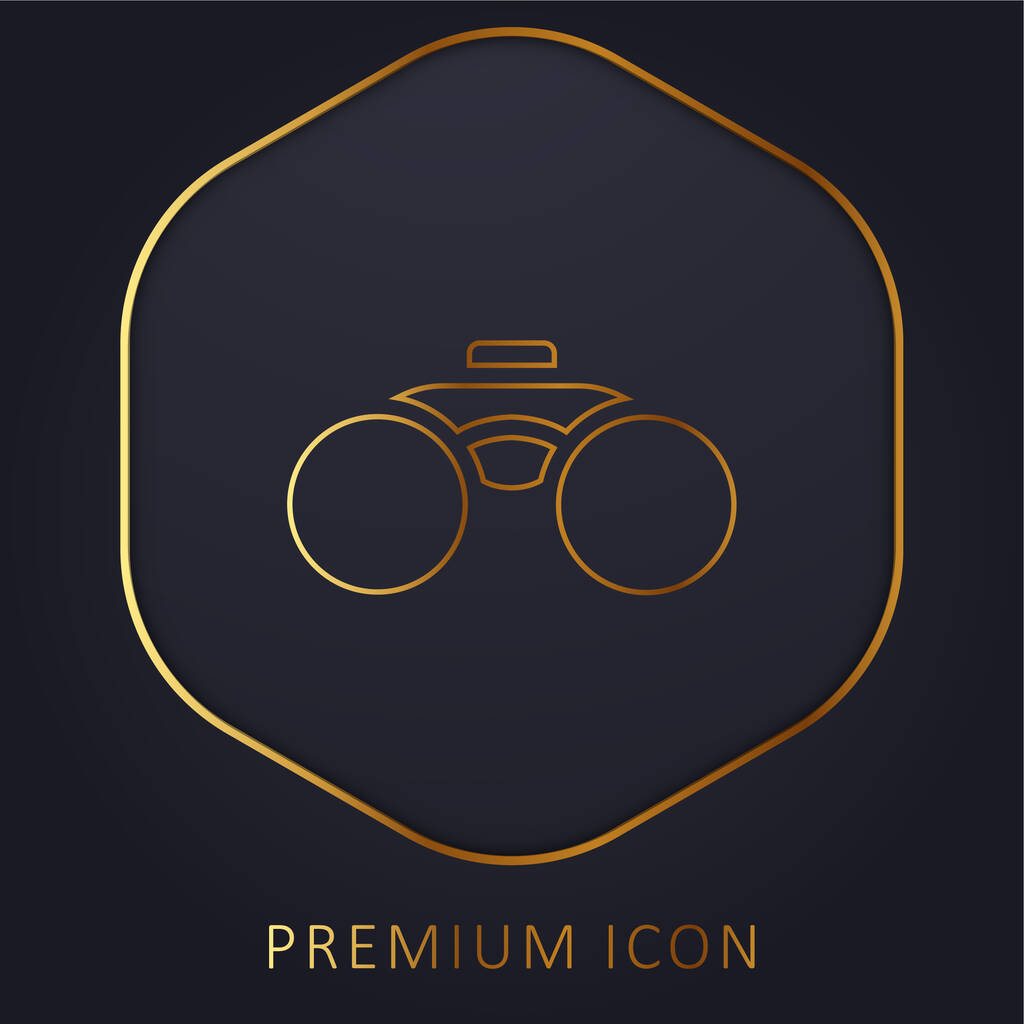 Binoculares Herramienta de línea dorada logotipo premium o icono - Vector, imagen