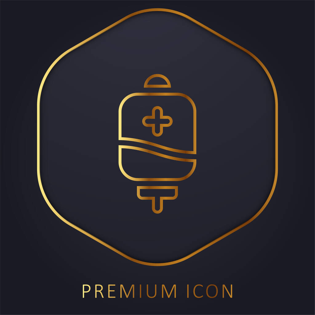 Saco de sangue linha dourada logotipo premium ou ícone - Vetor, Imagem