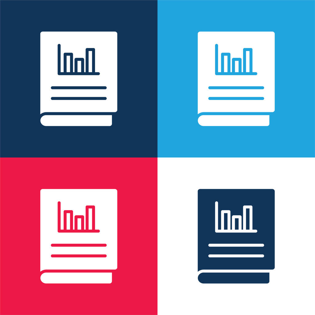 Cuentas azul y rojo conjunto de iconos mínimo de cuatro colores - Vector, Imagen