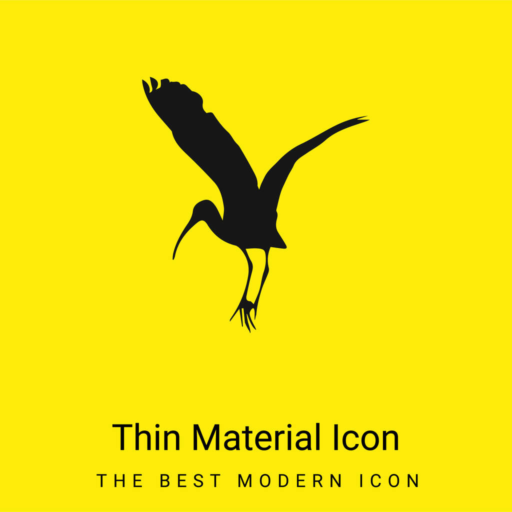Bird Stork Shape minimális fényes sárga anyag ikon - Vektor, kép