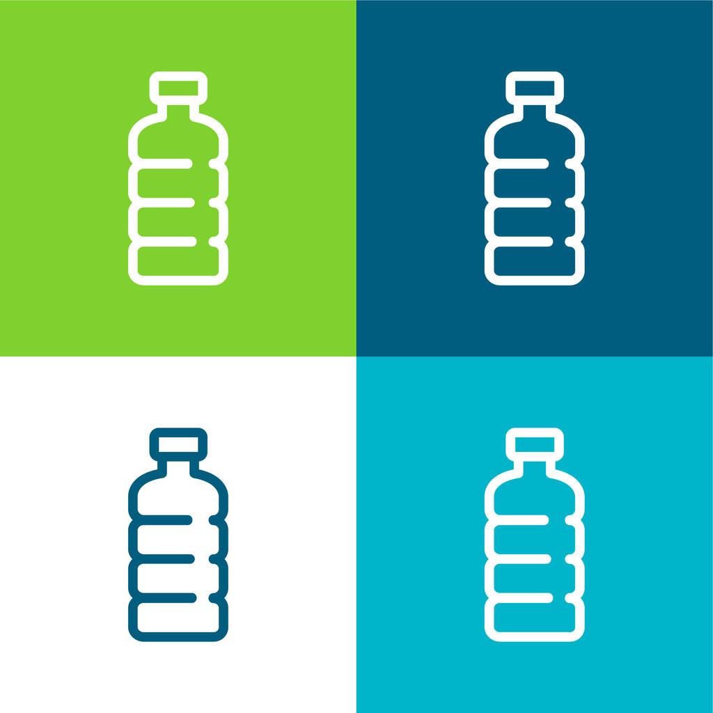 Garrafa de água plana quatro cores conjunto de ícones mínimos - Vetor, Imagem
