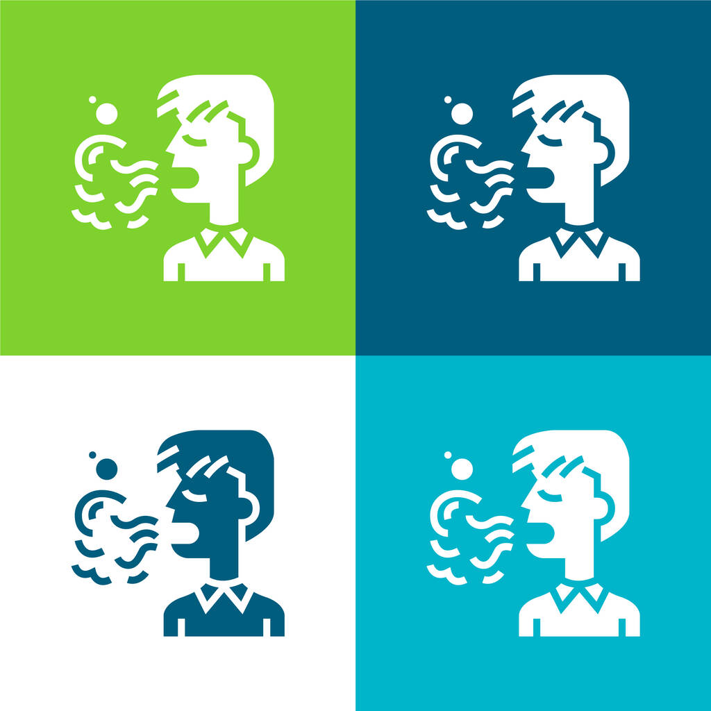 Bad Breath Plano de quatro cores conjunto de ícones mínimos - Vetor, Imagem