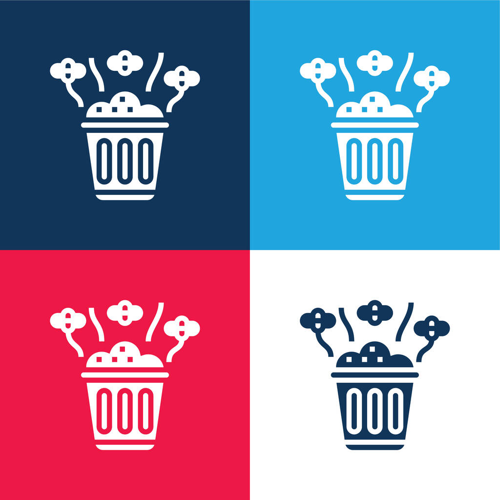 Bad Smell blue and red four color minimal icon set - Vector, Image