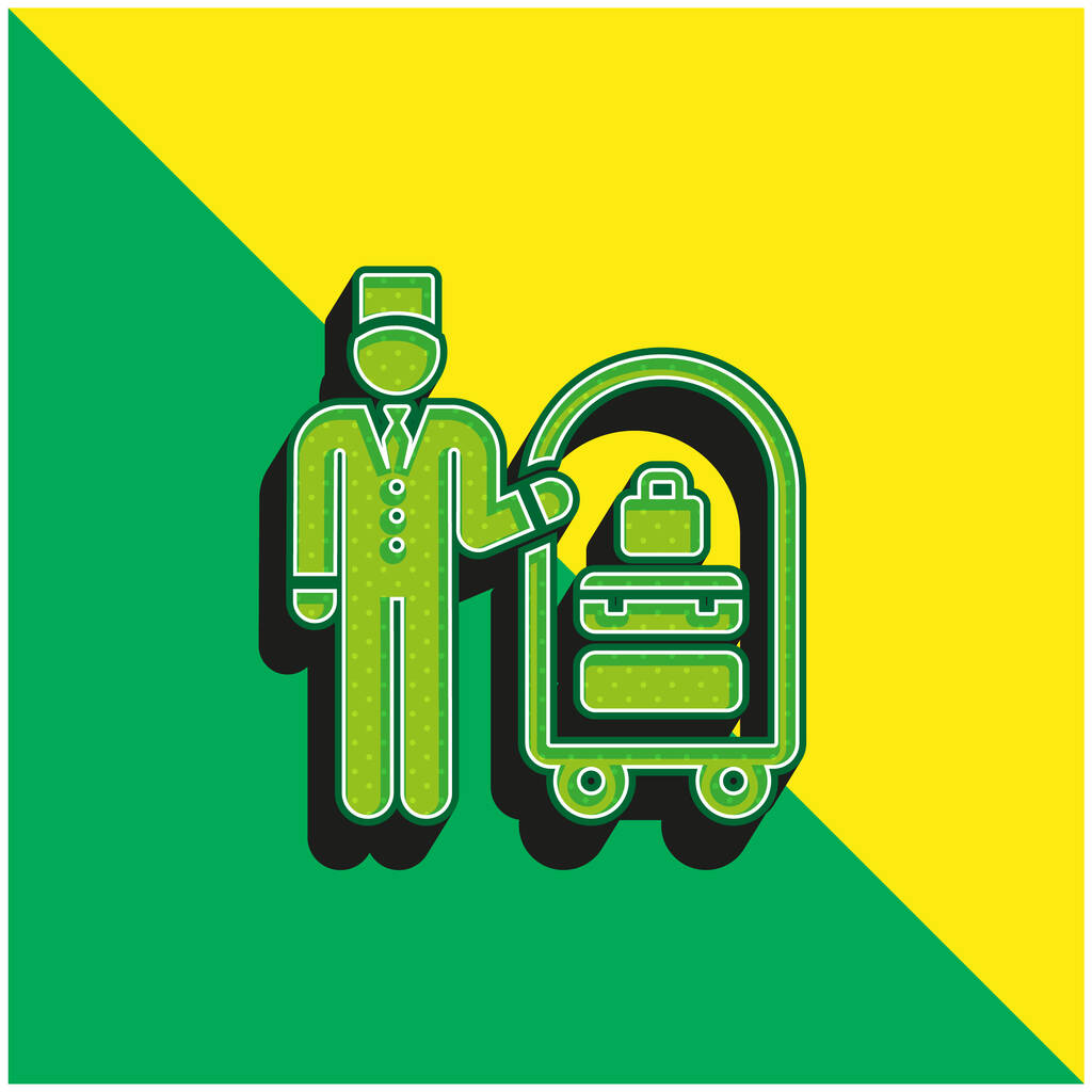 Bellboy Zöld és sárga modern 3D vektor ikon logó - Vektor, kép